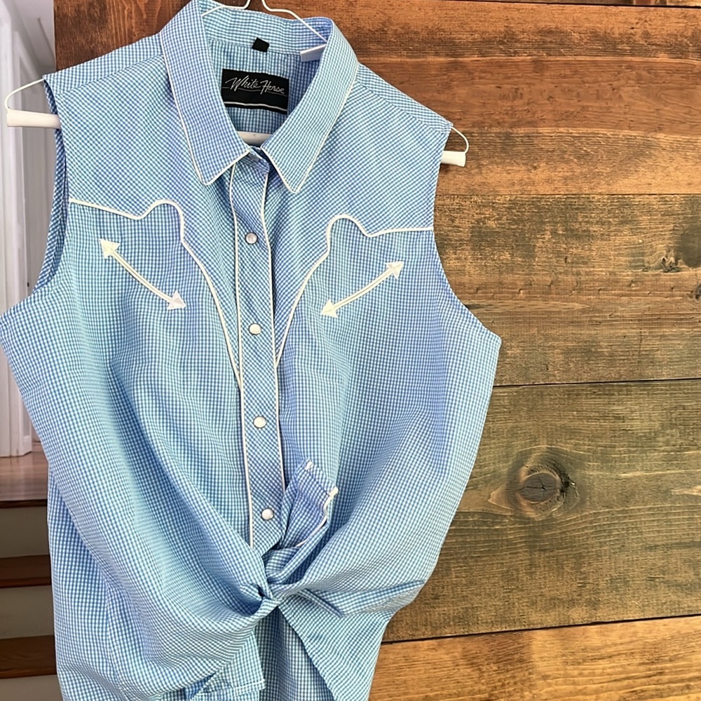 White Horse button down tank Large
